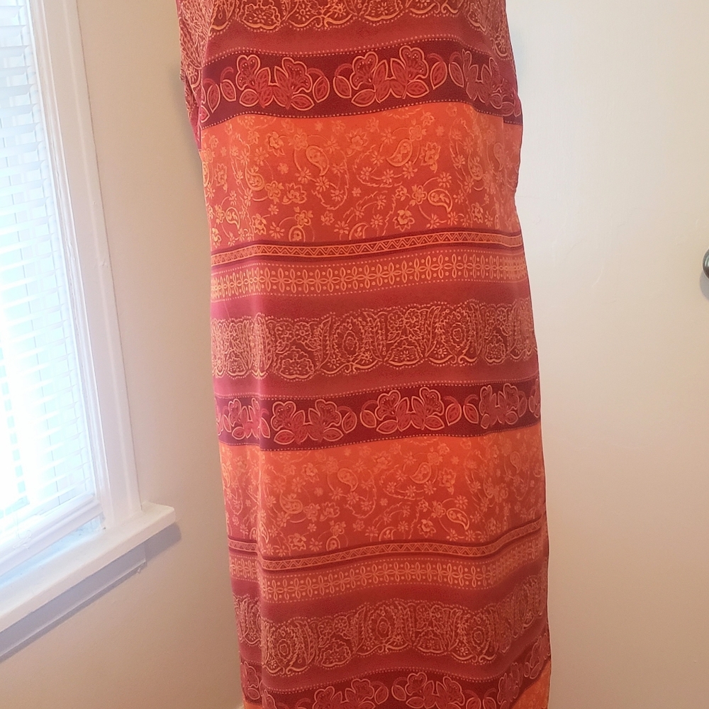 Orange Geometric Design Womens Dress Size 12